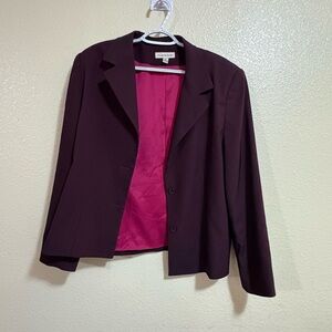 NWOT Amanda Smith Deep Burgundy Blazer with Pink Lining